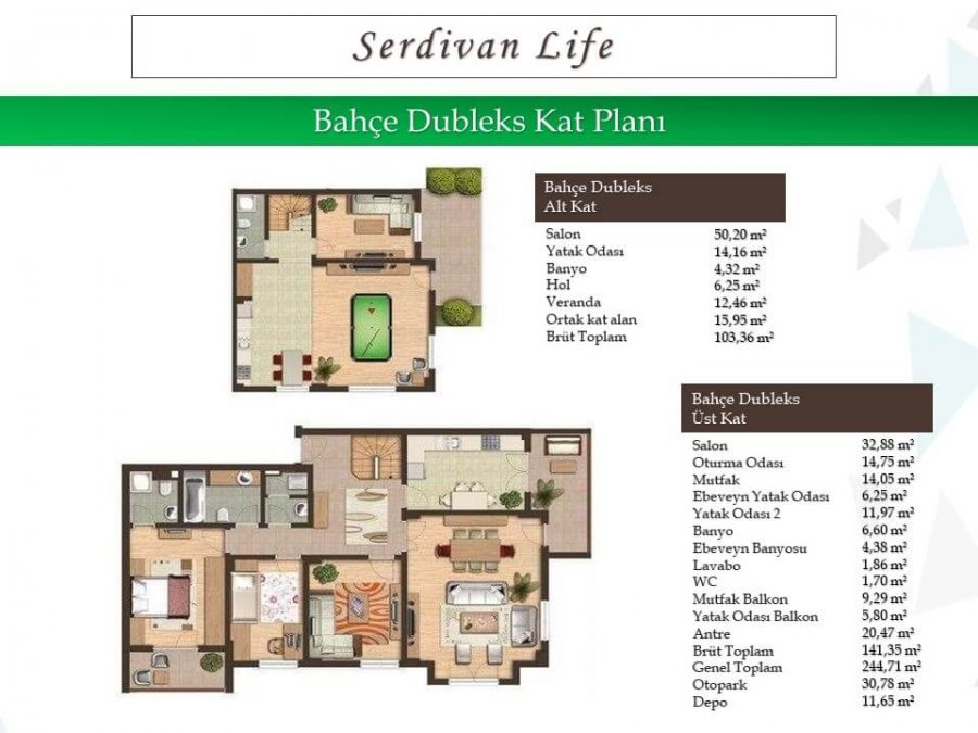 Serdivan Life | Bahçe Dubleks Kat Planı